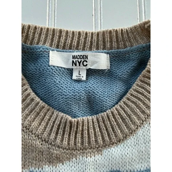 Madden NYC Women's Graphic Sweater Mountain Snow Scene Blue Size‎ L - Picture 2 of 7
